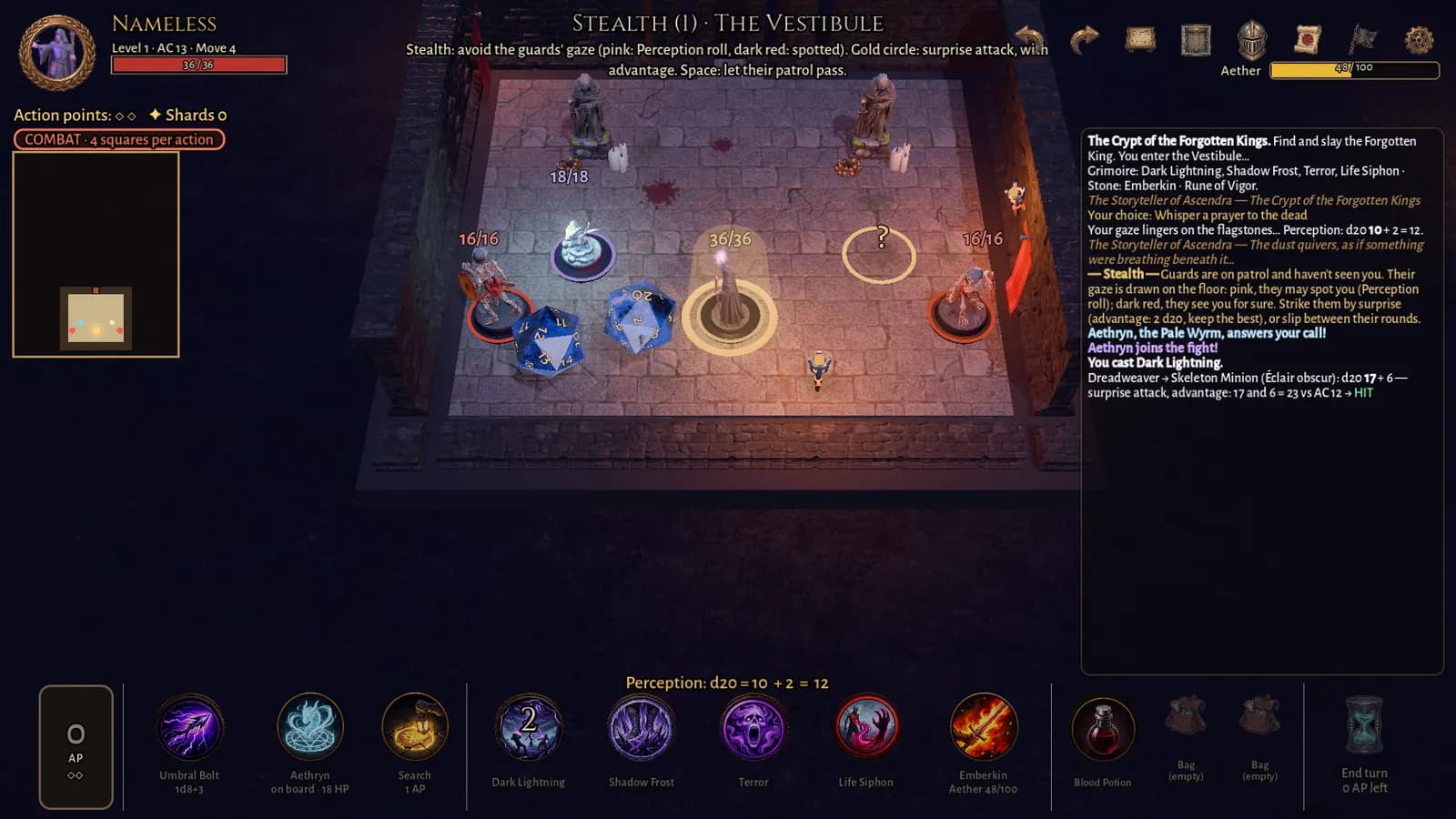 A surprise attack: two d20 rolled with advantage