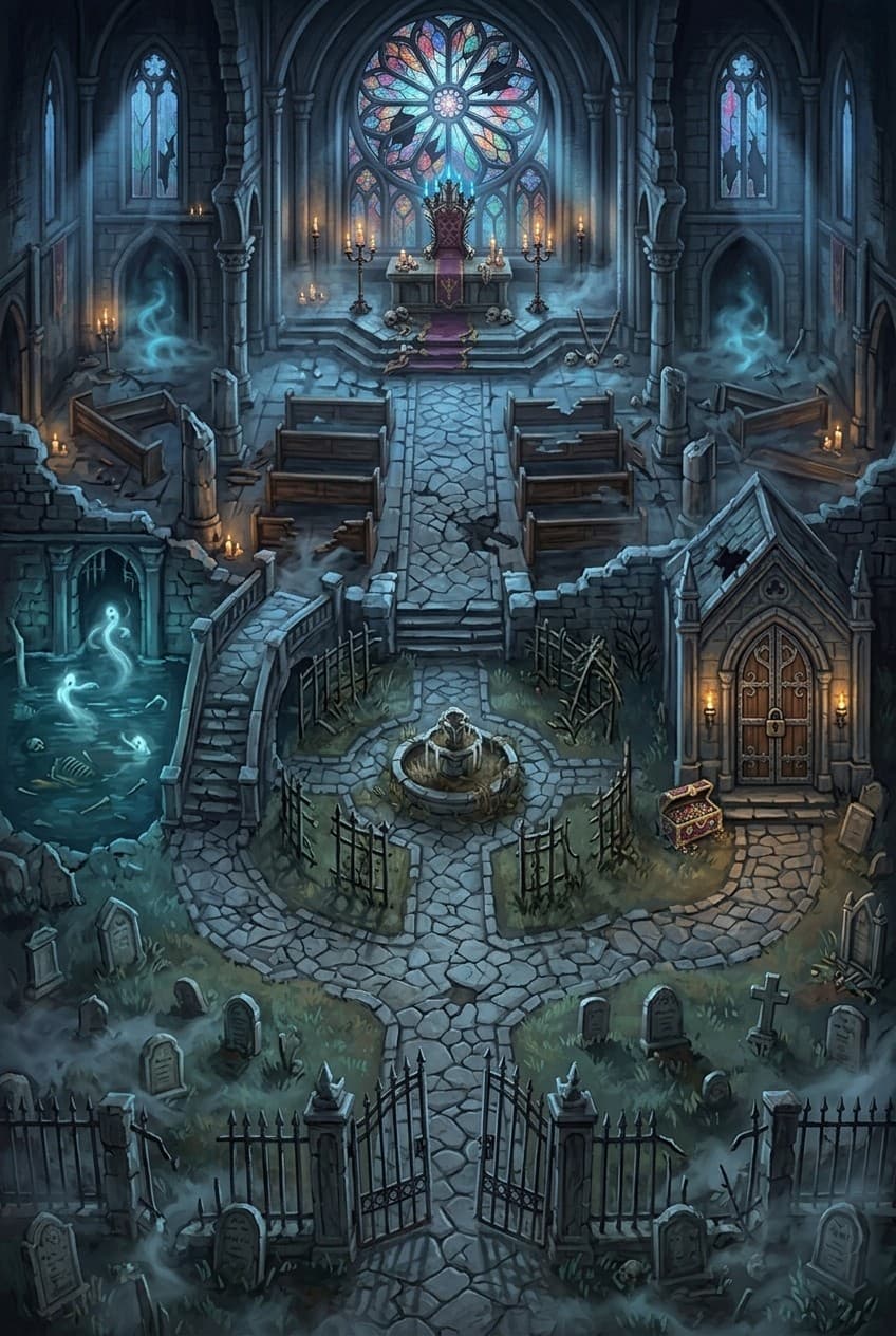 Painted map: The Abbey of Whispers